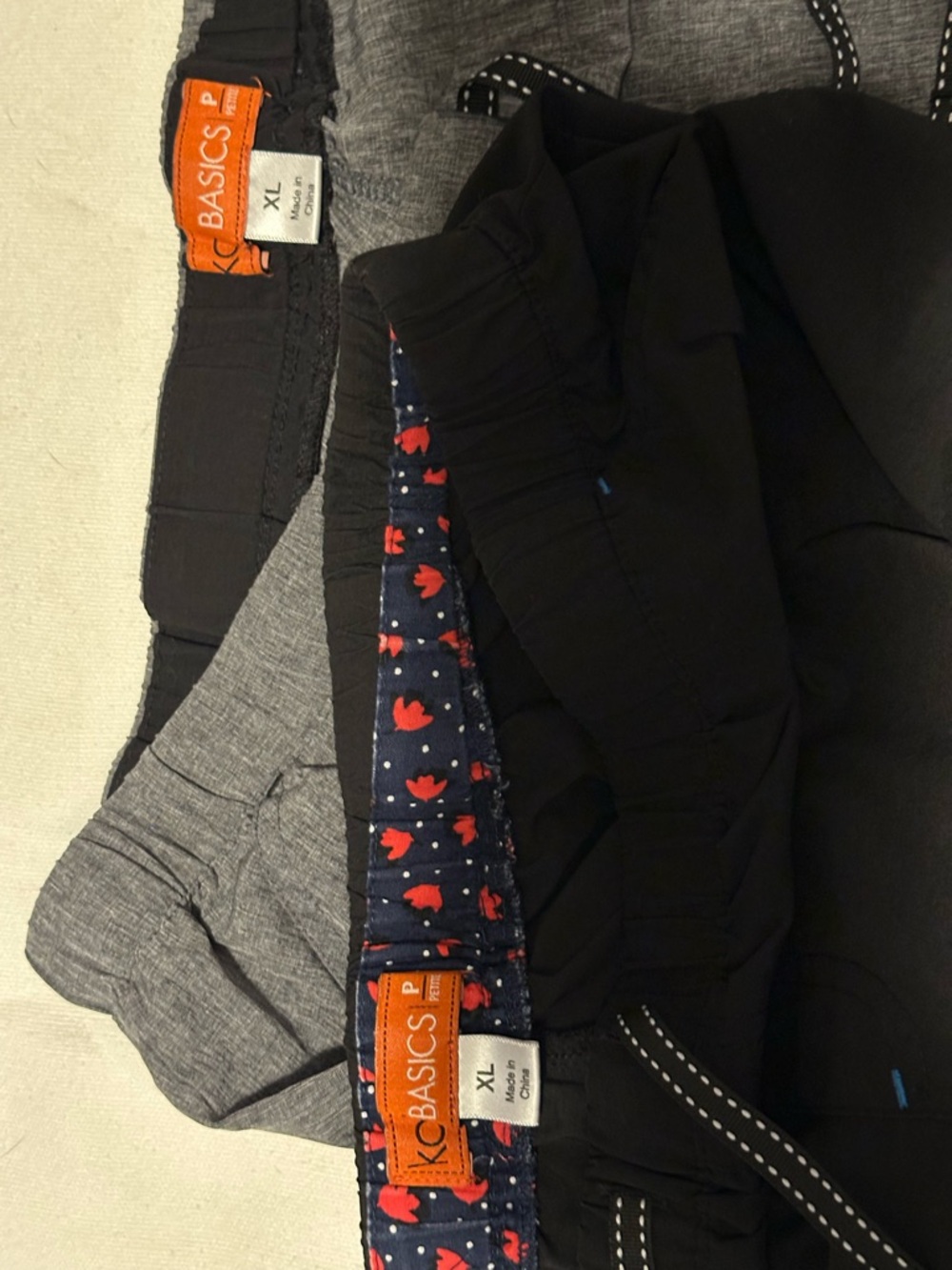 koi Black and Gray Scrub Pants with Navy Floral Waistband - Women's